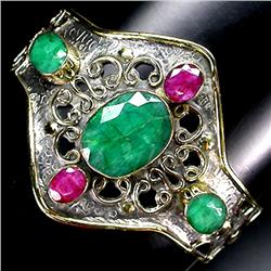 245ct Emerald-Ruby Silver Bracelet Appr Est $25k (JEW-2606)