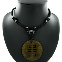 Chinese Jade Bi Pendant Choker Necklace 125cts (ANT-1336)