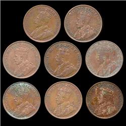 1917-1920 Canada 1c Higher Grade 8 Pcs (COI-8278)