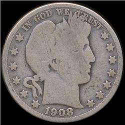 1908O Barber 50c Better Circulated (COI-8782)
