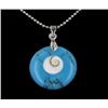 Image 1 : 18k WG Plated Turquoise & Shell Disc Necklace (JEW-1963)