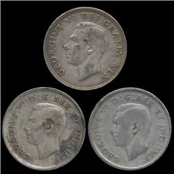 1940-51 Canada 25c 3 Pcs VF/AU (COI-8600)