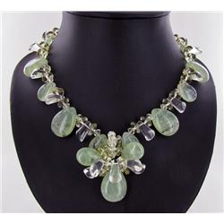 900ct Rare Rutile Prehnite & Crystal Necklace Set (JEW-100)