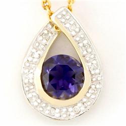 1.10ct Natural Iolite 10 Diamond 9k Gold Pendant (JEW-9263X)