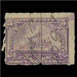 1898 US 5c Documentary Revenue Stamp NICE (STM-0536)