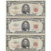 Image 1 : LOT OF 3 $5 RED SEAL LEGAL TENDER 1963