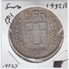 Image 1 : 1932-B 5 SILVER FRANCS SWISS .4127 PURE SILVER