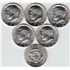 Image 1 : 6 UNCIRCULATED BU SILVER 1966 KENNEDY HALF DOLLARS