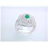 Image 2 : 18k White Gold Ring with Diamonds and Emerald