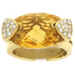 14k Yellow Gold Ring with Citrine and Diamond Accents