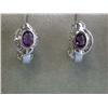 Image 1 : 14k White Gold Clip On Earrings with Amethyst and Diamonds