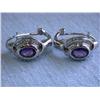 Image 3 : 14k White Gold Clip On Earrings with Amethyst and Diamonds