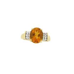 14k Yellow Gold Ring with Citrine and Diamond Accents