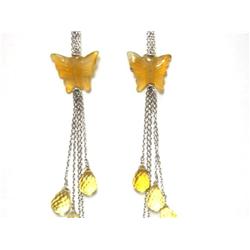 18k White Gold Dangling Earrings with Citrine
