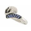 Image 3 : 18k White Gold Ring with Diamonds and Sapphire