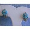 Image 1 : 14k Yellow Gold Earrings with Turquoise and Diamonds