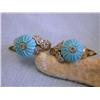 Image 2 : 14k Yellow Gold Earrings with Turquoise and Diamonds