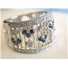 Image 1 : 18k White Gold Ring with Diamonds and Blue Sapphires