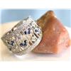 Image 2 : 18k White Gold Ring with Diamonds and Blue Sapphires