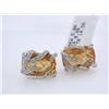 Image 2 : 14k White Gold Clip On Earrings with Citrine and Diamond Accents