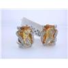 Image 3 : 14k White Gold Clip On Earrings with Citrine and Diamond Accents