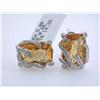 Image 4 : 14k White Gold Clip On Earrings with Citrine and Diamond Accents