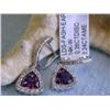 Image 4 : 14k White Gold Dangling Earrings with Diamonds and Amethyst