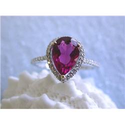 18k White Gold Ring with Gemstone and Diamond Accents