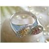 Image 2 : 14k White Gold Ring with Diamonds and Topaz
