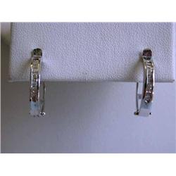 14k White Gold Hoop Earrings with Diamonds