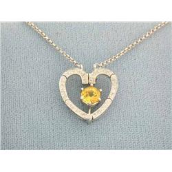 14k White Gold Necklace with Heart Pendant