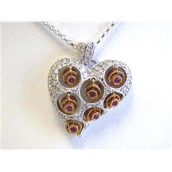 18k Gold Pave Round Setting Pendant with Sapphire and Diamonds