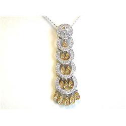 14k Two Toned Gold Pave Round Setting Pendant