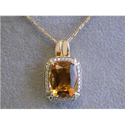 14k Yellow Gold Necklace with Diamonds and Citrine
