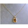 Image 2 : 14k Yellow Gold Necklace with Diamonds and Citrine