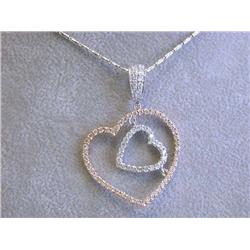 18k Two Toned Gold Heart Pendant with Diamonds