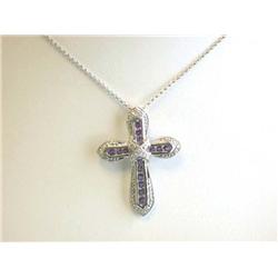 14k White Gold Necklace with Cross Pendant