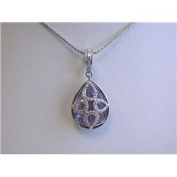 18k White Gold Amethyst Pendant with Diamond Accents