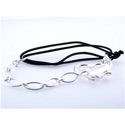 Sterling Silver and Rubber Bracelet with Heart Charm