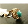 Image 2 : 14k Yellow Gold Ring with Turquoise and Diamond Accents