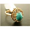 Image 3 : 14k Yellow Gold Ring with Turquoise and Diamond Accents
