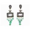 Image 1 : 18k Gold and Silver Earrings with Emeralds & Diamonds