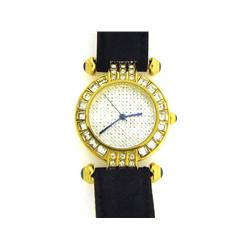 Peugeot Gold-Tone Crystal Leather Watch