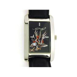 Ed Hardy Men's First Class Leather Strap Watch -