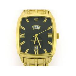 JULES JURGENSEN MENS WATCH DATE BLACK 5235YB GOLD TONE