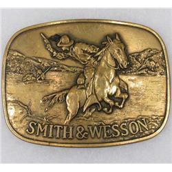 VINTAGE SMITH AND WESSON BRASS BELT BUCKLE