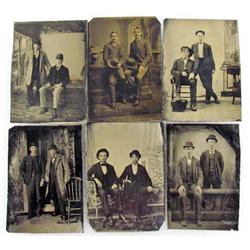 LOT OF 6 TINTYPE PHOTOS OF DAPPER YOUNG MEN W/ HATS