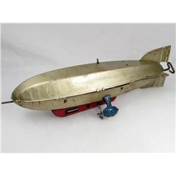 VINTAGE TIN WINDUP ZEPPELIN AIRSHIP BLIMP TOY