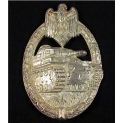 WW2 GERMAN NAZI ARMY SILVER TANK ASSAULT BADGE W/ THIN VERTICAL PINBACK