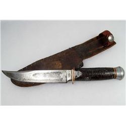 VINTAGE HANDMADE JIM BOWIE HUNTING KNIFE W/ SHEATH